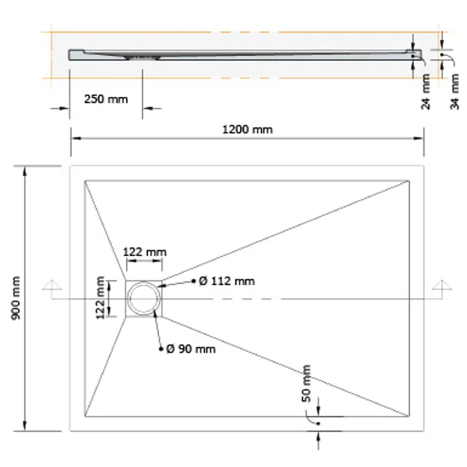 ARQ ZERO Duschwannen 1200x900mm