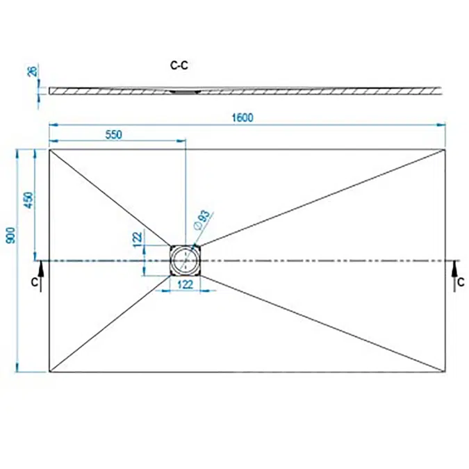 BASE SLATE Plato de ducha 1600x900mm