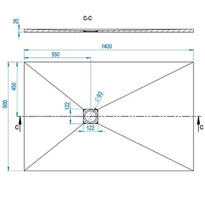 BASE SLATE Shower Tray 1400x900mm