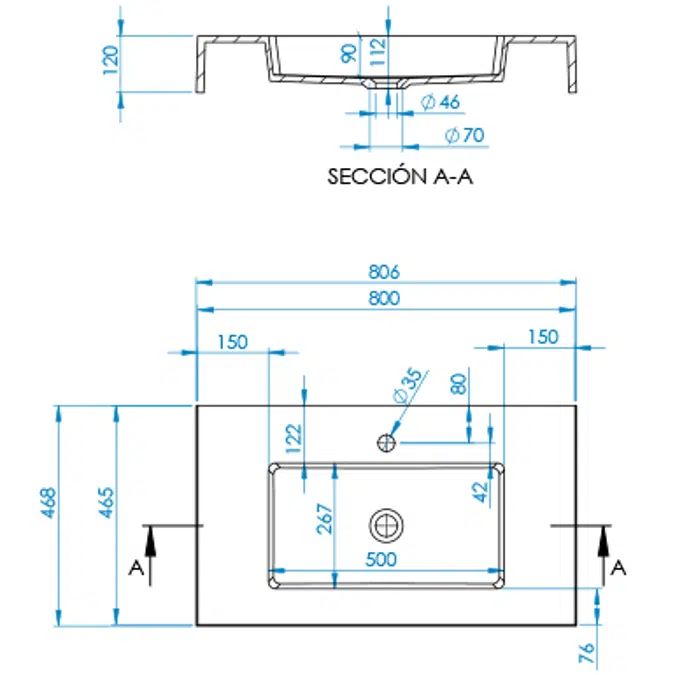 INTEGRA CF Worktop 800x465mm