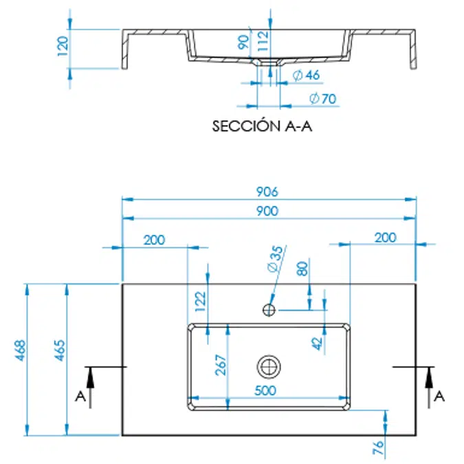 INTEGRA CF Worktop 900x465mm