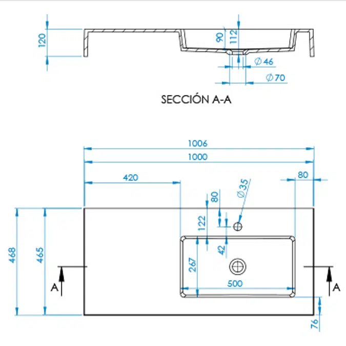 INTEGRA CF Worktop 1000x465mm DX