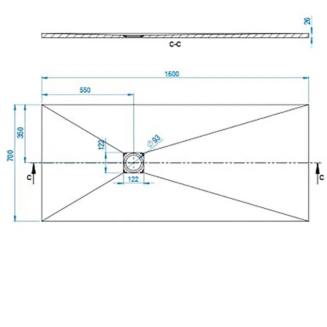 BASE SLATE Shower Tray 1600x700mm