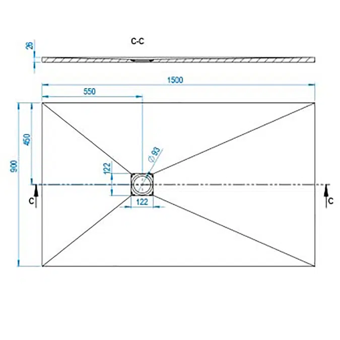 BASE SLATE Shower Tray 1500x900mm