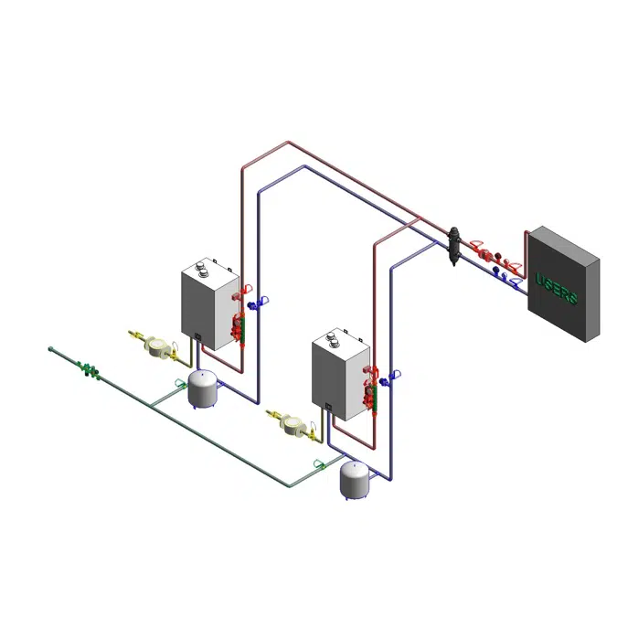 CHS with 2 null flow rate boiler and built-in outside compensated thermal regulation