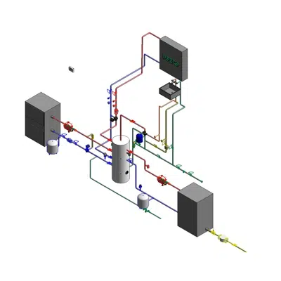 billede til CHS with biomass and traditional fuel boilers with DHW production in CHS