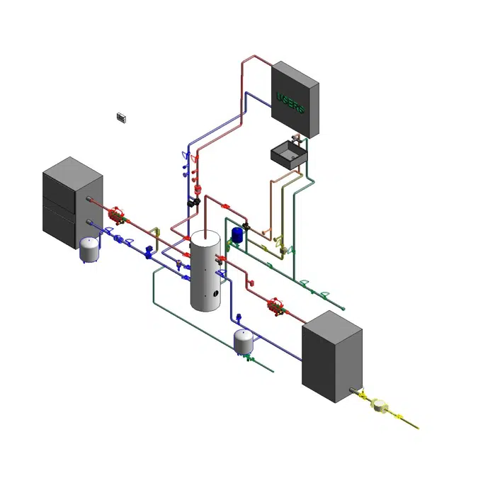 CHS with biomass and traditional fuel boilers with DHW production in CHS