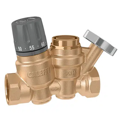 imagen para Regulador termostático para circuitos de recirculación de agua caliente sanitaria. Con termómetro para verificar la temperatura del circuito