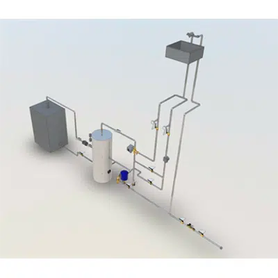 Image for DHW production with storage and antilegionella electronic mixing valve