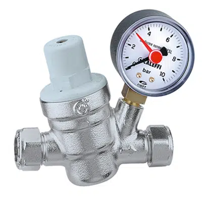 Image for Inclined pressure reducing valve with compression ends, with pressure gauge