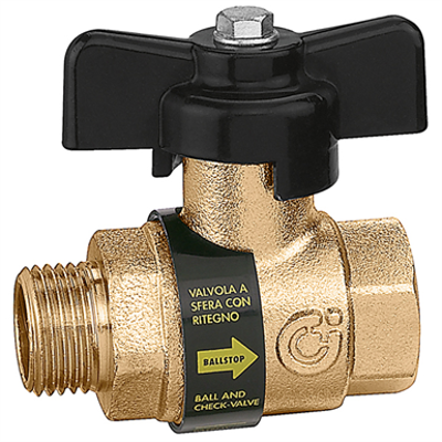 Image for BALLSTOP - Ball valve with built-in check valve with butterfly handle