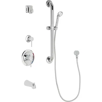 Pressure Balancing Tub and Shower System with Hand Spray, Tub Spout, and Ligature Resistant Shower Head, SH-PB1-14-133图像