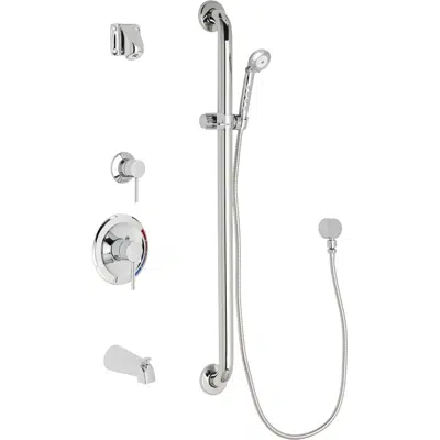 Pressure Balancing Tub and Shower System with Hand Spray, Tub Spout, and Ligature Resistant Shower Head, SH-PB1-15-134 için görüntü