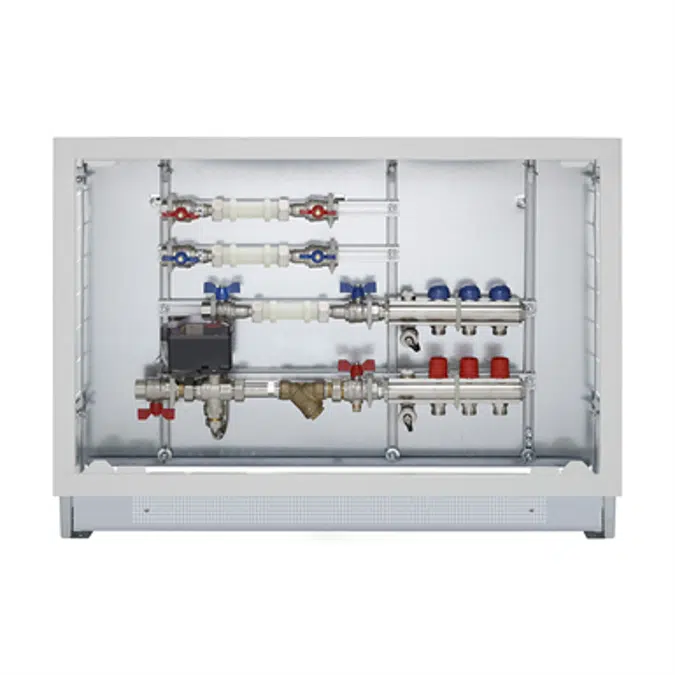 Energy Box -  Heating/cooling and hot/cold domestic water consumption measuring with flow-return manifolds of 1' (2÷12 ways) equipped with valves and lockshields