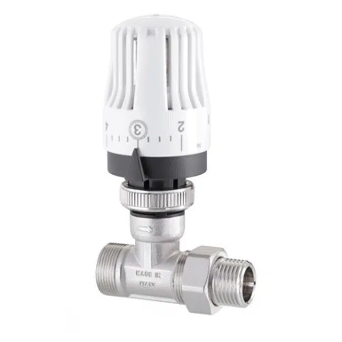 Full thermostatic straight valve for multilayer pipe, copper pipe, PEX, PP, PB