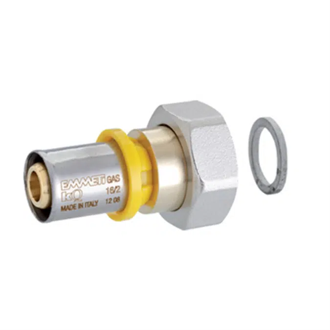 Gaspex - Straight with female swivel nut, flat seal in aluminium