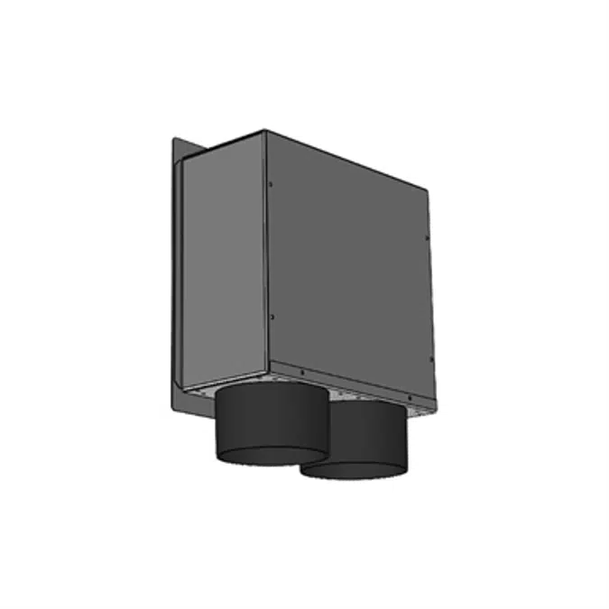 Plenum in galvanised sheet metal 200 x 200 mm, 2 x DN 75 side coupling, for combinations with nozzle with membrane