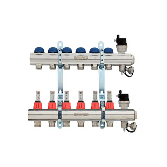 Topway 
Pre-assembled distribution manifold nickel-plated, 24x19 takeoffs and 3/4" eurocone takeoffs with flow meters
