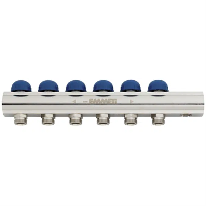 Topway a barra singola Collettore di ritorno nichelato da 1" e 1"1/4 con valvole, derivazione 24x19 o 3/4" eurocono