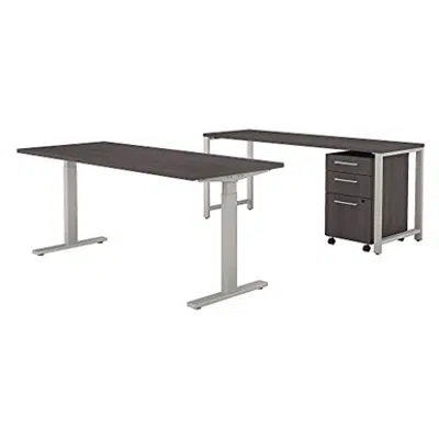 画像 Bush Business Furniture 400 Series 72W x 30D Height Adjustable Standing Desk with Credenza