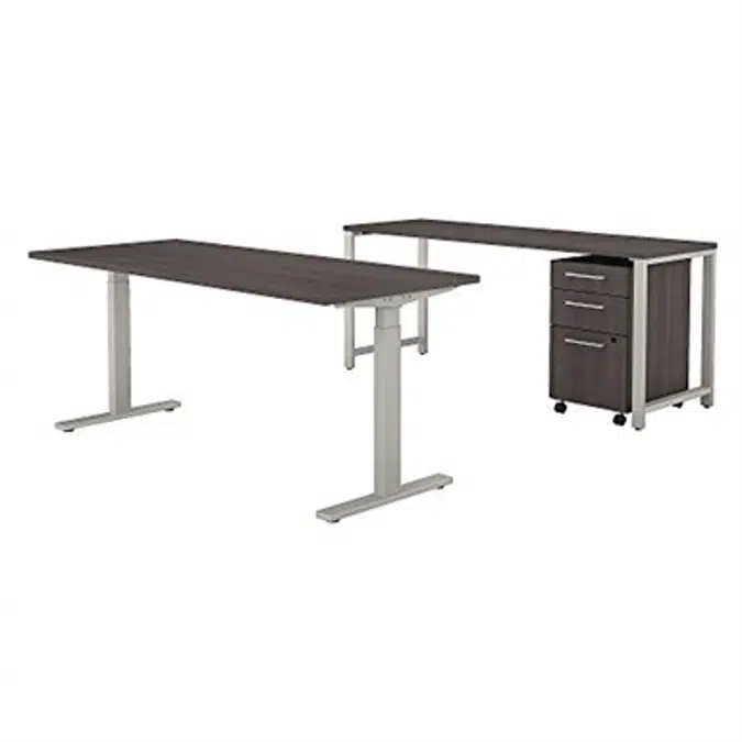 Bush Business Furniture 400 Series 72W x 30D Height Adjustable Standing Desk with Credenza