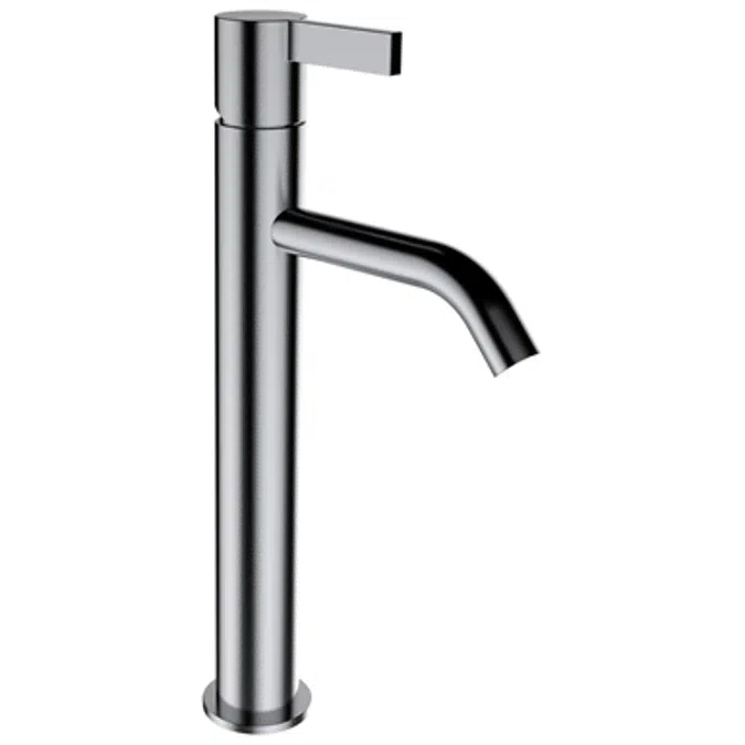 Kartell by Laufen, Column basin faucet, Projection 125 mm, fixed spout, w/o pop-up waste, PVD inox look