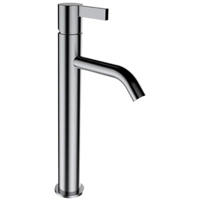 Kartell by Laufen, Mitigeur de lavabo réhaussé, Saillie 125 mm, goulot fixe, s. vidage, PVD inox look