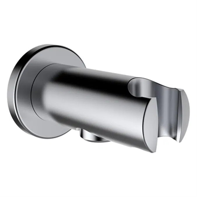 Kartell by Laufen, Anschlussbogen, Anschlussbogen mit festem Halter, Ausladung 42 mm, PVD inox look