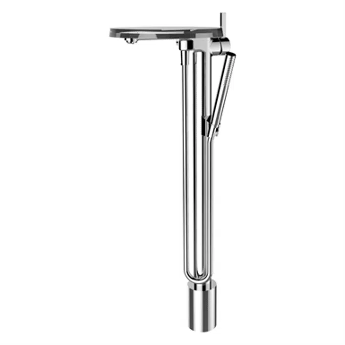 Kartell by Laufen, Column bath faucet, Projection 202 mm, fixed spout, w. accessories, w. Disc bowl