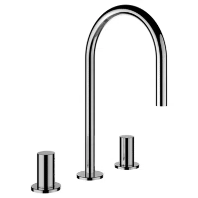 Kartell by Laufen, Basin faucet, 3-hole, projection 166 mm, swivel spout, w/o pop-up waste için görüntü