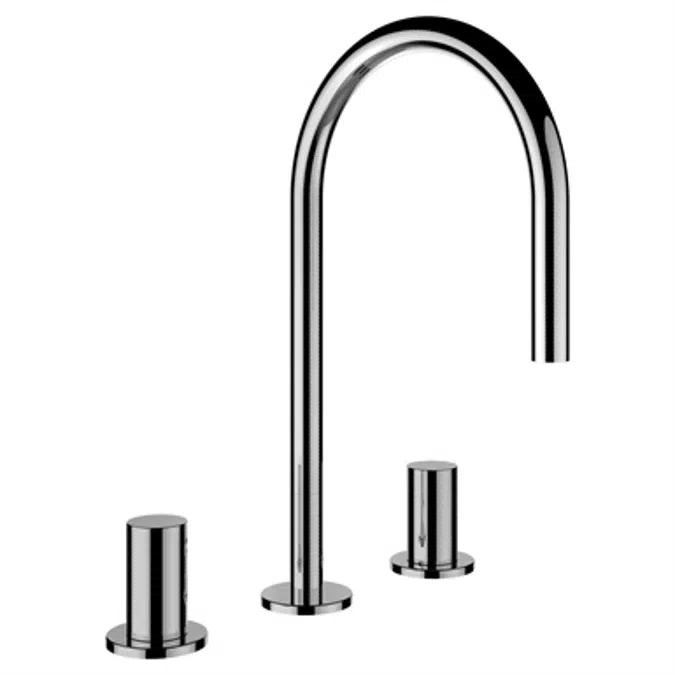 Kartell by Laufen, Basin faucet, 3-hole, projection 166 mm, swivel spout, w/o pop-up waste