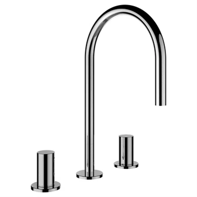 Kartell by Laufen, Miscelatore per lavabo, 3 fori, sporgenza 166 mm, bocca orientabile, s. piletta