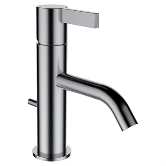 Kartell by Laufen, Basin faucet, Projection 115 mm, fixed spout, w. pop-up waste, PVD inox look