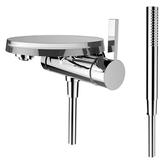 Kartell by Laufen, Mitigeur de bain, Simibox 1-Point, saillie 170 mm, av. accessoires, av. Disc receveur