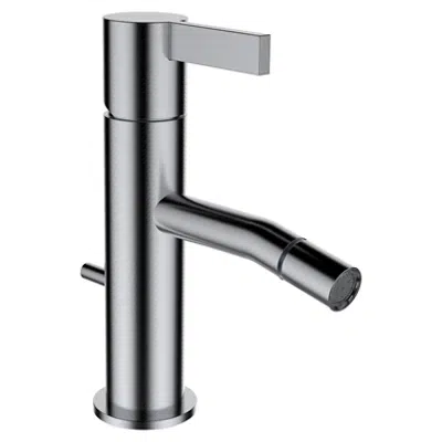 画像 Kartell by Laufen, Bidet faucet, Projection 110 mm, fixed spout, w. pop-up waste lever, w/o pop-up waste, PVD inox look