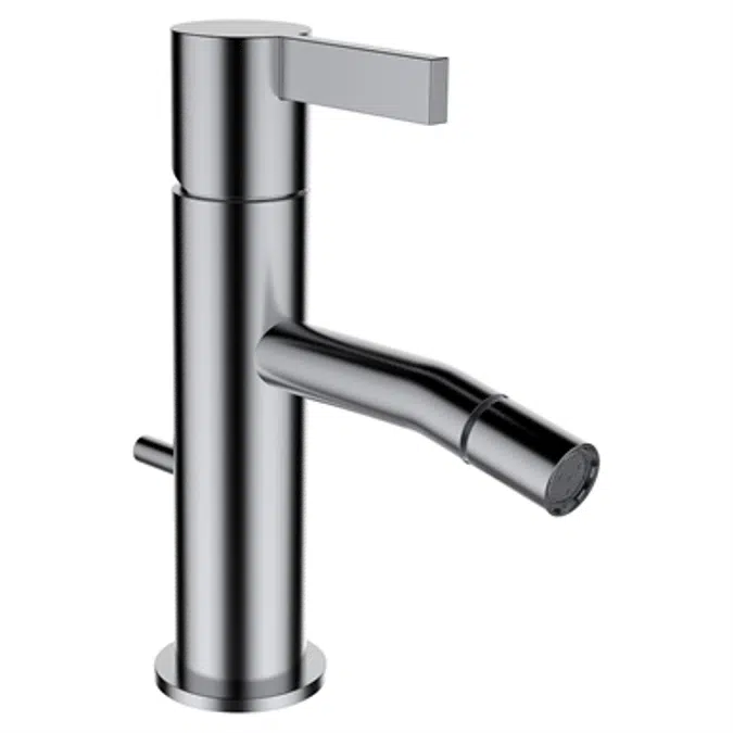 Kartell by Laufen, Bidet faucet, Projection 110 mm, fixed spout, w. pop-up waste lever, w/o pop-up waste, PVD inox look