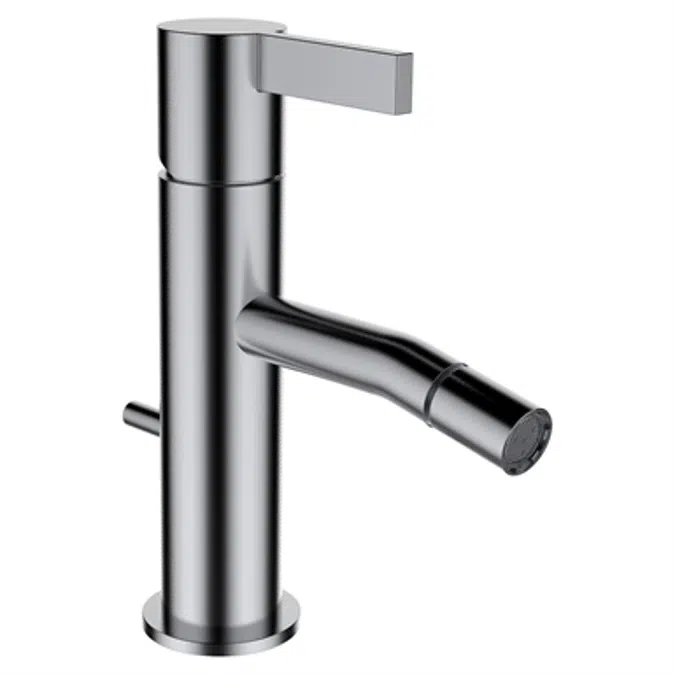 Kartell by Laufen, Mitigeur de bidet, Saillie 110 mm, goulot fixe, av. commande de vidage, s. vidage, PVD inox look