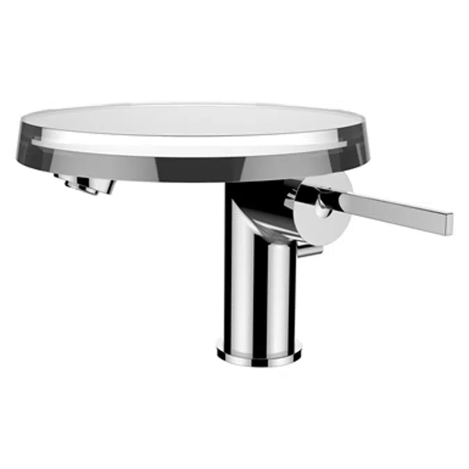 Kartell by Laufen, Basin faucet, Projection 110 mm, fixed spout, with pop-up waste lever, w/o pop-up waste, w. Disc bowl