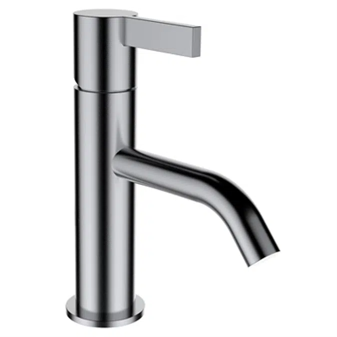 Kartell by Laufen, Basin faucet, Projection 115 mm, fixed spout, w/o pop-up waste, PVD inox look