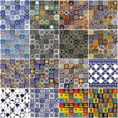 изображение для Mexican Tiles - set of 30 Decorative ceramic tiles