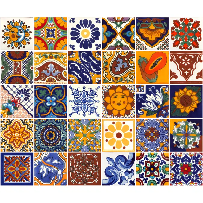 Piastrelle Messicane decorative in ceramica - set di 30 piastrelle talavera dipinte a mano