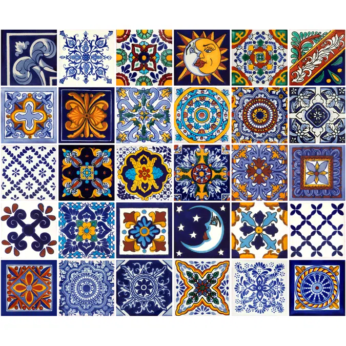 Piastrelle Messicane decorative in ceramica - set di 30 piastrelle talavera dipinte a mano