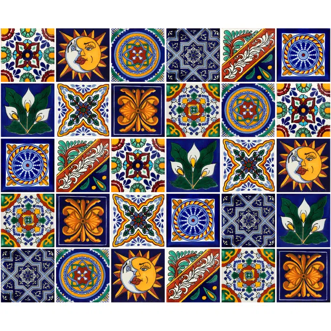 Piastrelle Messicane decorative in ceramica - set di 30 piastrelle talavera dipinte a mano