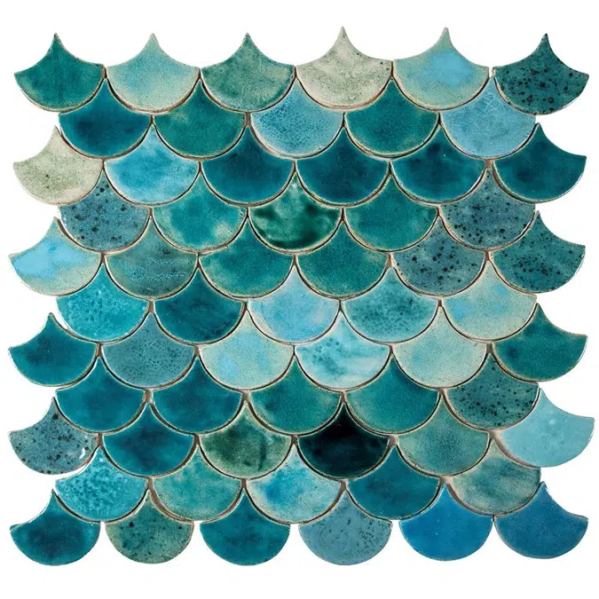 Fischschuppe - handgeschnittene Fliesen aus der Serie "Wasser" 