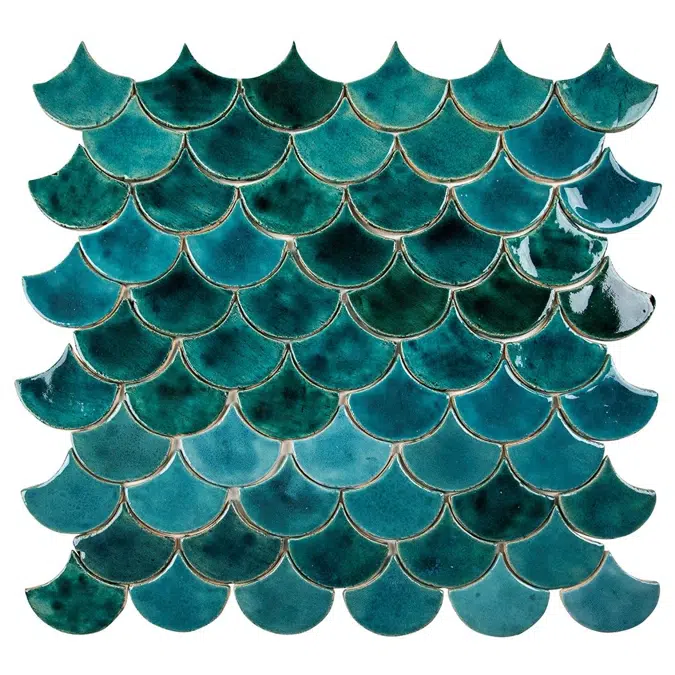 Fischschuppe - handgeschnittene Fliesen aus der Serie "Wasser" 