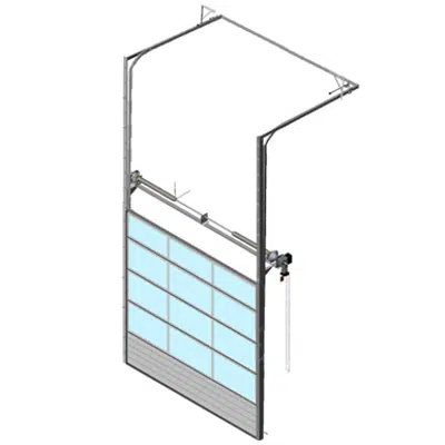 Sectional overhead door 601 - pre-assembled high lift - Full vision panels için görüntü