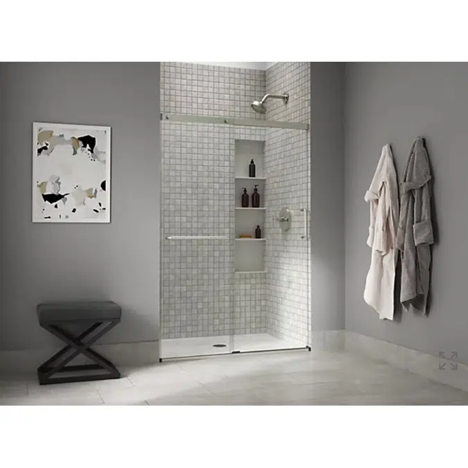 Elate™ Sliding shower door, 70-1/2" H x 50-1/4 - 53-5/8" W, with 1/4" thick Crystal Clear glass