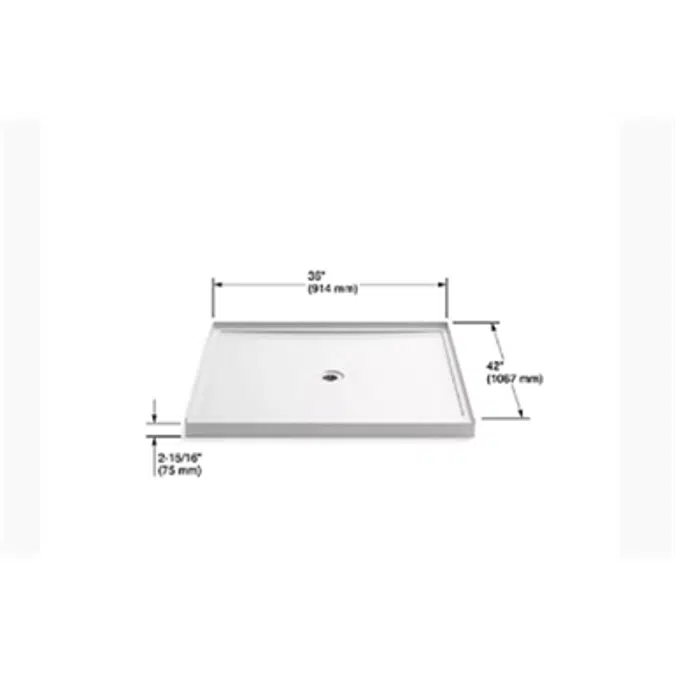 K-8648 Rely® 48" x 42" single-threshold shower base with center drain