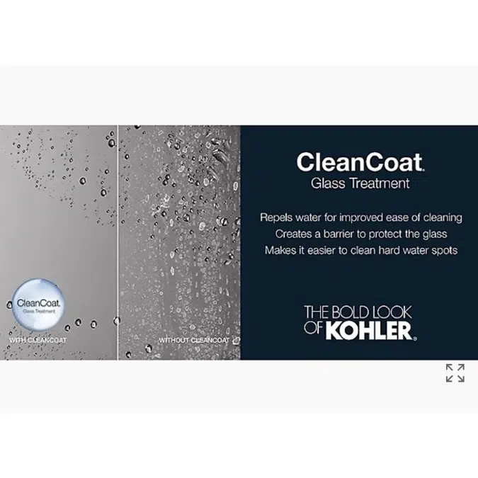 Elate™ Sliding shower door, 70-1/2" H x 50-1/4 - 53-5/8" W, with 1/4" thick Crystal Clear glass with rectangular grille pattern