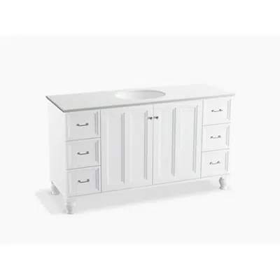 изображение для K-99523-LG Damask® 60" bathroom vanity cabinet with furniture legs, 2 doors and 6 drawers